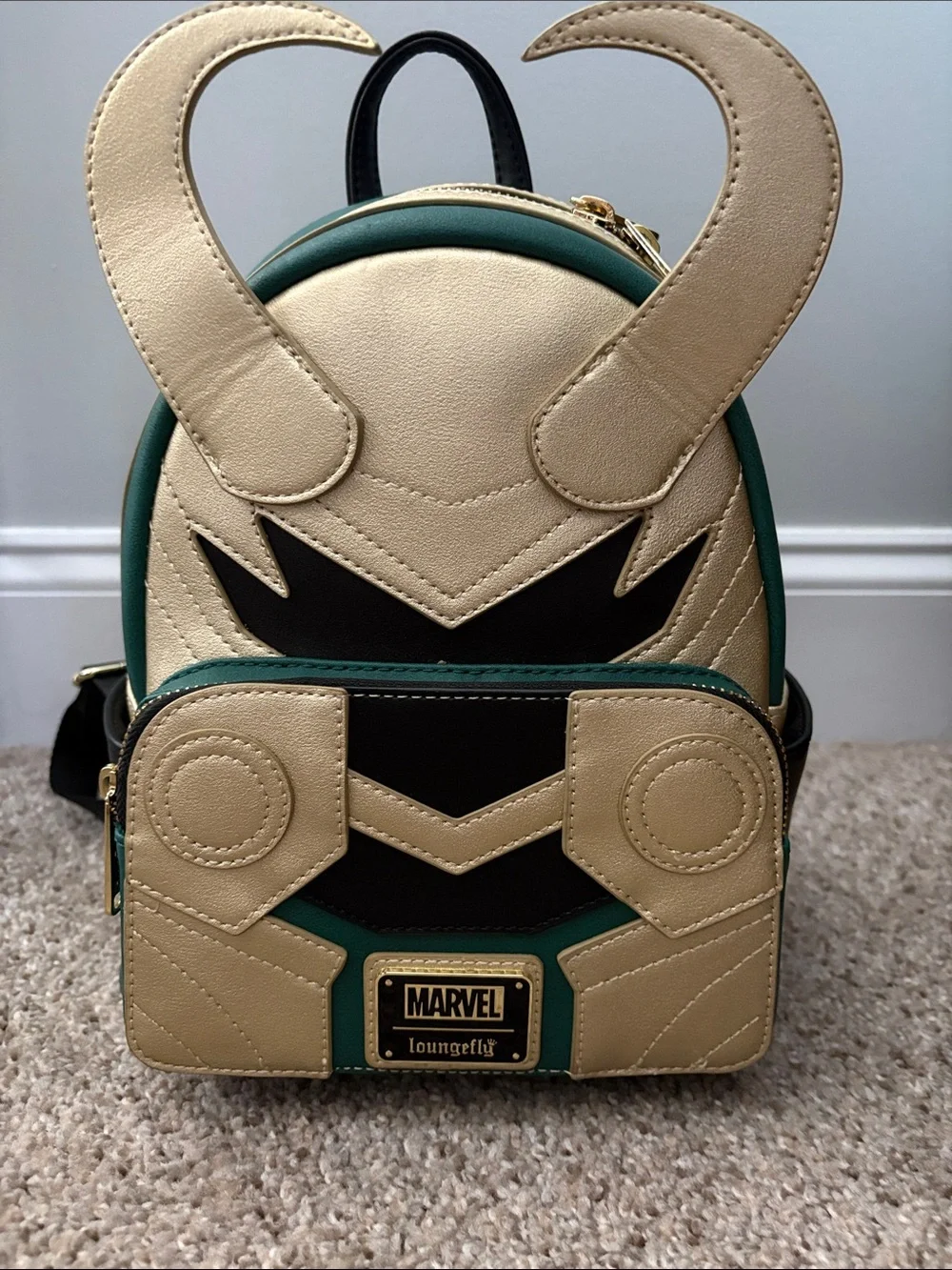 Loungefly Marvel Loki Mini Backpack in Gold, Green & Black
